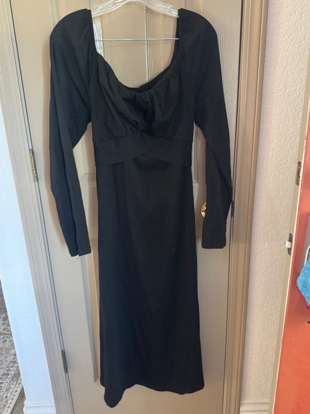 NWT Gaovot Black off shoulder dress long sleeve Sz XL